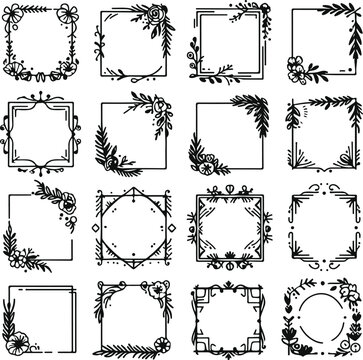 For Decoration And Design Frames In Vintage Style Monochrome Cosmonaut On Solid White Background