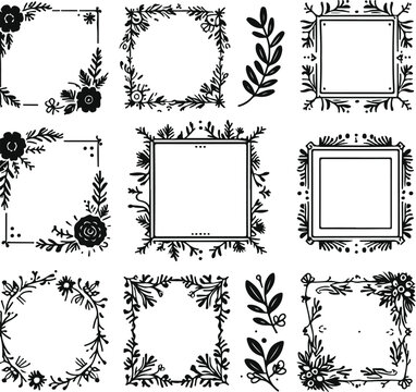 For Decoration And Design Frames In Vintage Style Monochrome Cosmonaut On Solid White Background