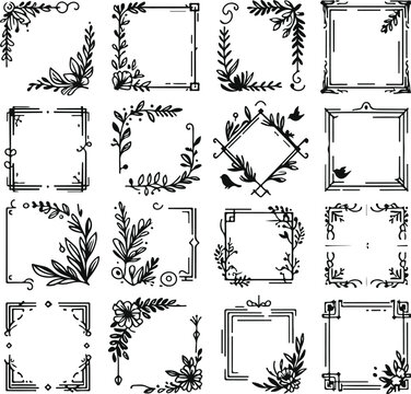 For Decoration And Design Frames In Vintage Style Monochrome Cosmonaut On Solid White Background