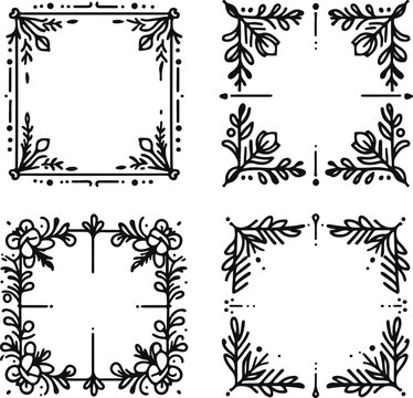 For Decoration And Design Frames In Vintage Style Monochrome Cosmonaut On Solid White Background