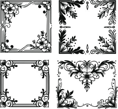For Decoration And Design Frames In Vintage Style Monochrome Cosmonaut On Solid White Background