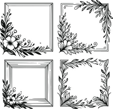 For Decoration And Design Frames In Vintage Style Monochrome Cosmonaut On Solid White Background