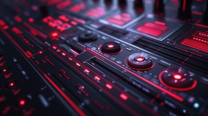 Aufkleber - futuristic control panel with red lights