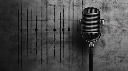 Canvas Print - Black and White Microphone