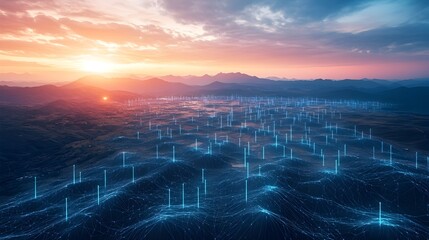 Poster - Edge computing nodes situated in a remote scenic landscape processing data locally to ensure low latency and optimal performance for critical business applications and IoT solutions