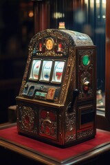 Poster - Slot Machine on Wooden Table