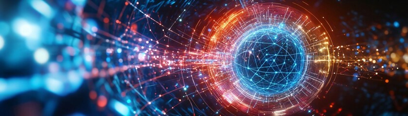 Poster - A stunning visual of data flow, showcasing vibrant colors and intricate patterns, representing technology and innovation.