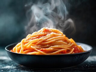 Sticker - Spaghetti with sauce on table