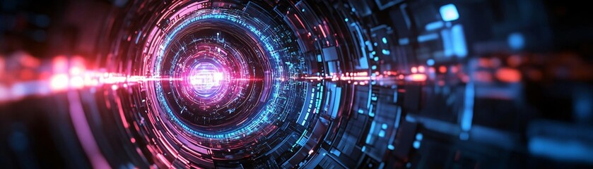 Poster - Futuristic abstract design featuring vibrant colors and intricate patterns, symbolizing advanced technology and digital innovation.