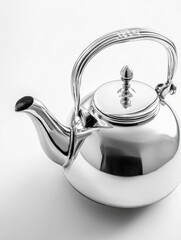 Poster - Silver Tea Pot White Surface