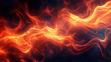 Wall Mural - Generate a high-resolution abstract background with fiery swirls on a dark surface. Provide ample copy space while showcasing vivid and dynamic swirls