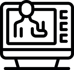 Sticker - Line art style icon of a businessman making a video conference on a computer screen