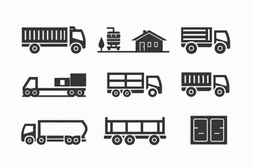 Set of logistics emblem logo design with black logistics line art icon vector illustration on white background