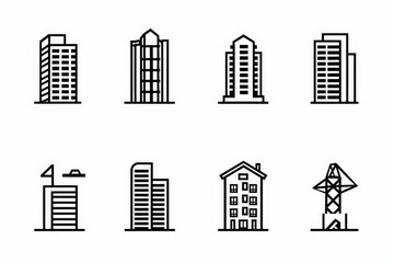 Wall Mural - Set of Logos with architecture building real estate icon logo design with line art set vector illustration on white background