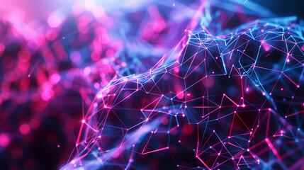 Poster - a 3D mesh structure with tangled lines and nodes forming a complex web, 3d wallpaper, background 