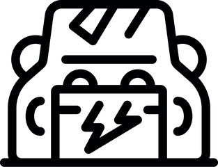 Poster - simple icon of an electric car being charged with a power supply