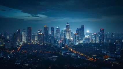 jakarta city skyline at night