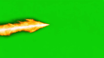 Poster - Fire, resembling a comet or energy beam, set against a green screen background, ideal for showcasing power, sci-fi concepts