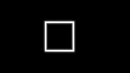 Poster - White glowing neon square frame with flashing animation on black background