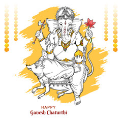 Wall Mural - Hand draw sketch art ganesh chaturthi celebration card design