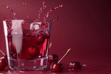 Sticker - A glass of cherry juice with a cherry on top