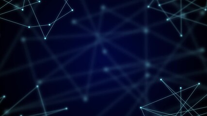 Network connection structure. Abstract digital connection moving dots and lines. Technology background. 3d. 4K Blue