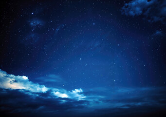 Wall Mural - starry night sky with clouds on a dark blue background. astronomy concept. high quality photo