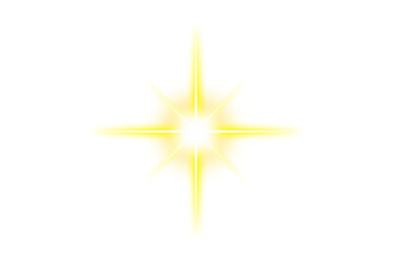 yellow sunlight isolated on transparent background. glowing sparkle starlight. golden star on white 