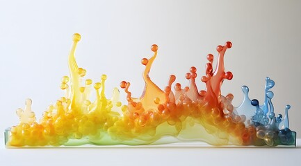 Wall Mural - Abstract Glass Sculpture with Multicolored Liquid Splashes