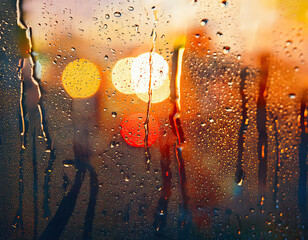 Sticker - Abstract rain background with bokeh