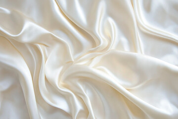 Wall Mural - satin silk fabric with luxurious white background, abstract wavy cloth with ivory color and smooth texture