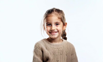 Poster - Portrait of a little girl on a white background in a sweater