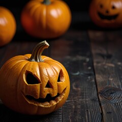 halloween pumpkin on wooden background