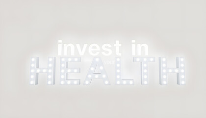 Wall Mural - Invest in your health word abstract isolated with white highlights, png