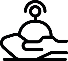 Poster - Bold line icon of a hand holding a wifi signal, representing a secure and reliable connection
