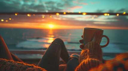 Poster - Finding happiness in small everyday moments, like sipping a warm cup of coffee or watching a sunset, reminds us of life's simple pleasures.