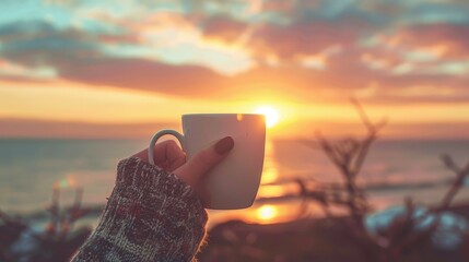 Poster - Finding happiness in small everyday moments, like sipping a warm cup of coffee or watching a sunset, reminds us of life's simple pleasures.