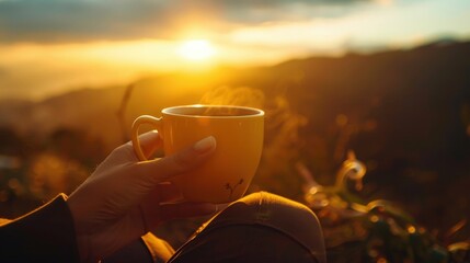 Poster - Finding happiness in small everyday moments, like sipping a warm cup of coffee or watching a sunset, reminds us of life's simple pleasures.