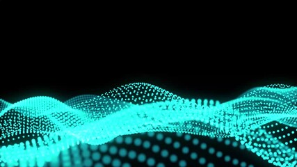 Poster - Abstract digital blue particle dots wave background. Abstract dots wave seamless loop 3D motion graphics. Futuristic moving dots, hi-tech and big data visualization.