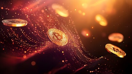 Poster - Abstract Digital Coins Flowing Into Cryptocurrency Wallet Symbolizing Finance