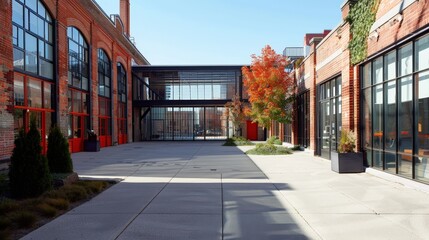 Poster - Imagine a contemporary art museum set in a repurposed industrial building.