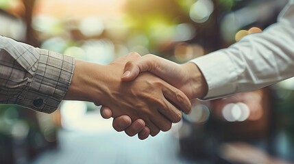 Aufkleber - Business people handshake and corporate deal with support for b2b merger teamwork or hiring Partnership welcome and greeting for promotion interview or investment meeting approval or n : Generative AI