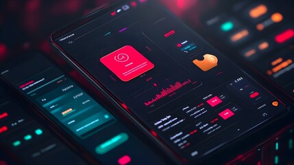 Poster - Dark Mode Digital Wallet Interface with Stylish Modern Design for Chic Financial Management