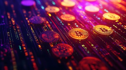 Aufkleber - Digital Wallet with Flowing Cryptocurrency Coins   Abstract Crypto Finance Concept