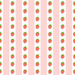 Wall Mural - cute strawberry kawaii seamless pattern background wallpaper