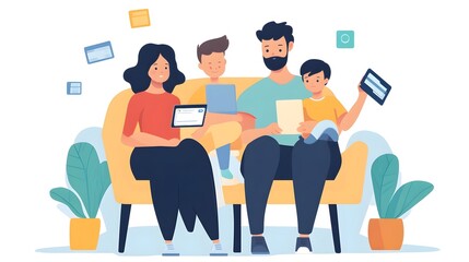 Poster - Family Using Digital Wallet for Shared Finances and Inclusive Banking