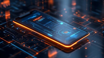 Fototapete - Smartphone with Digital Wallet App in Augmented Reality Showcasing Innovative Financial Technology