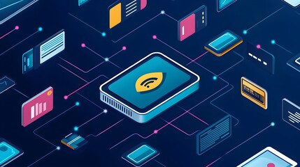 Aufkleber - Wallet Icon Network Devices   Seamless Across Digital Finance Platforms