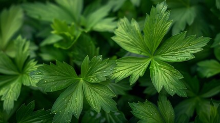 Poster - Leaves of the lovage plant Levisticum officinale fresh and dried : Generative AI