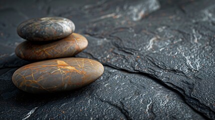 Poster - natural stones on a dark background for product presentation : Generative AI